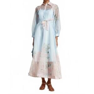 NEW RELVOUX women's axelle floral print maxi dress in blue